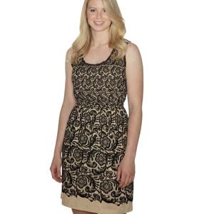 Rodarte For Target Dress Womens Small Black Beige Sleeveless Lace Overlay Floral